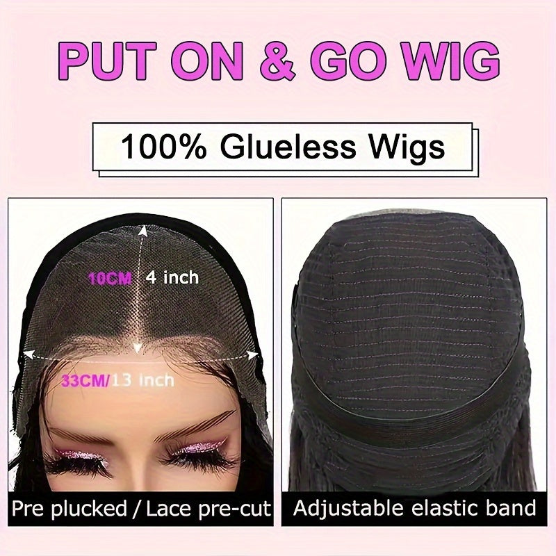 Put on and go 100% glueless human hair wig for women with adjustable elastic band and pre-plucked lace