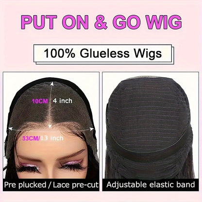 Put on and go 100% glueless human hair wig for women with adjustable elastic band and pre-plucked lace