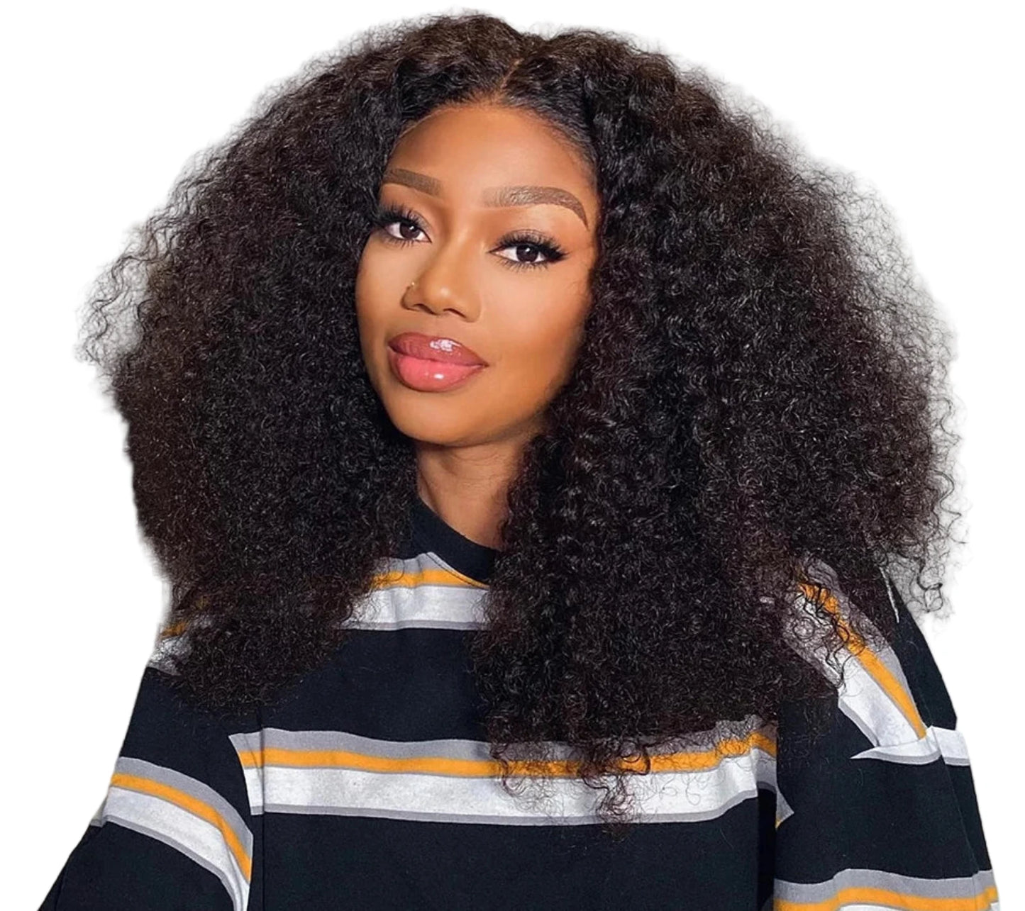 Natural-looking glueless human hair wigs with soft, curly texture for versatile styling
