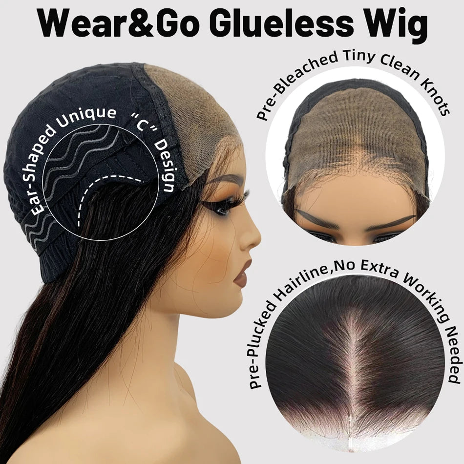 Wear&Go glueless human hair wigs with unique C design and pre-bleached knots for easy styling