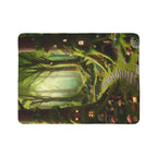 LuckeLadybug gnome forest sherpa blanket with whimsical forest homes and glowing lights design