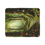 LuckeLadybug gnome forest sherpa blanket with whimsical glowing forest and cozy gnome homes