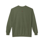 LuckeLadybug olive green God Made sweatshirt with small embroidered ladybug on back