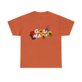 God Made t-shirt casual in orange with floral and sunflower design printed on front by Printify