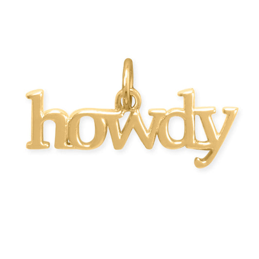 Howdy gold charm pendant from LuckeLadybug LLC, perfect for personalized jewelry and accessories