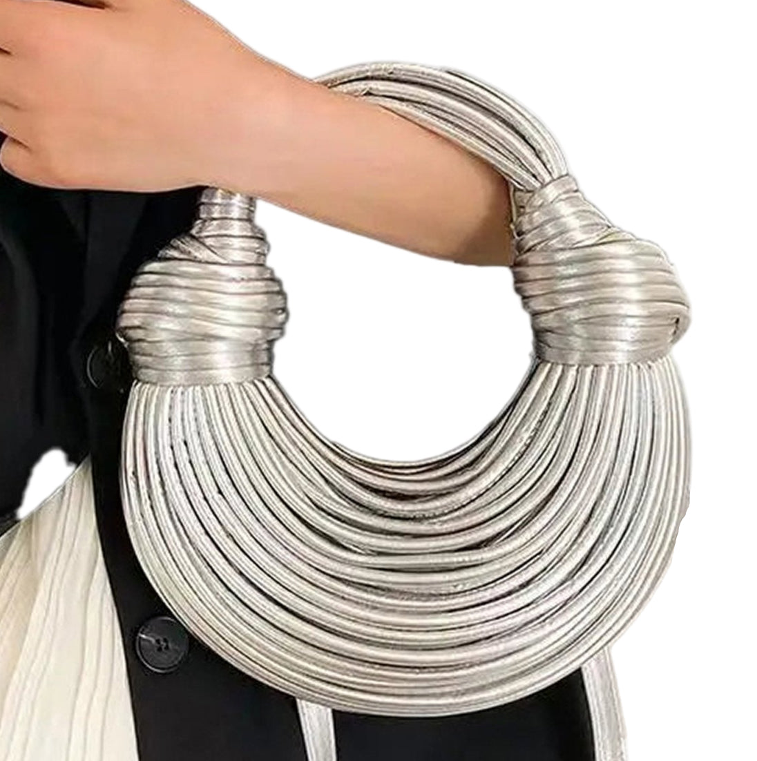 Elegant gold designer handwoven handbag with a unique, stylish design suitable for various outfits