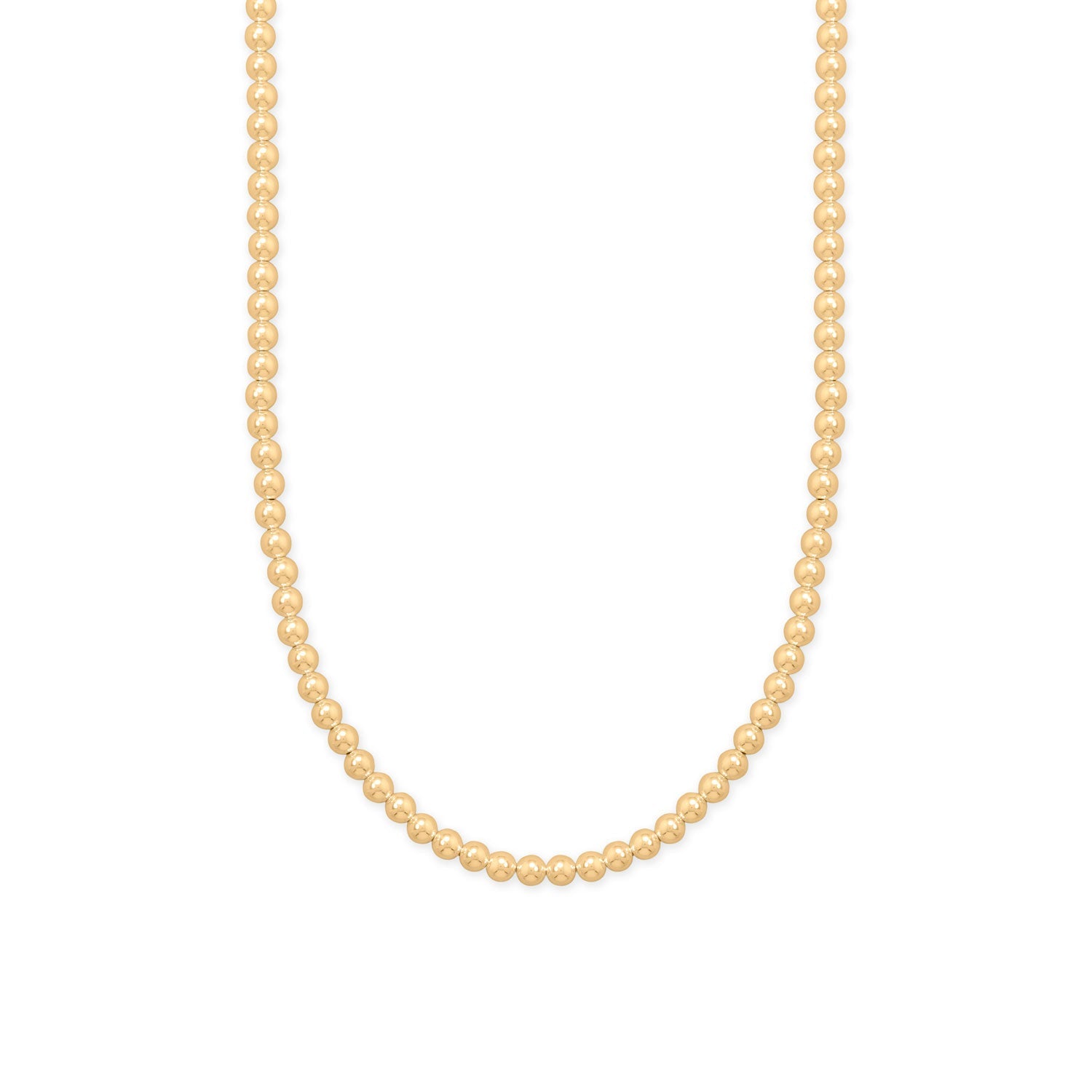 Delicate gold filled bead necklace featuring shiny, round beads designed for elegant occasions