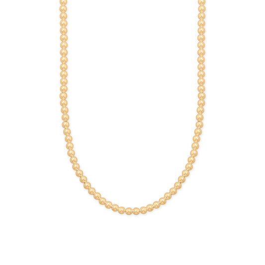 Delicate gold filled bead necklace featuring shiny, round beads designed for elegant occasions