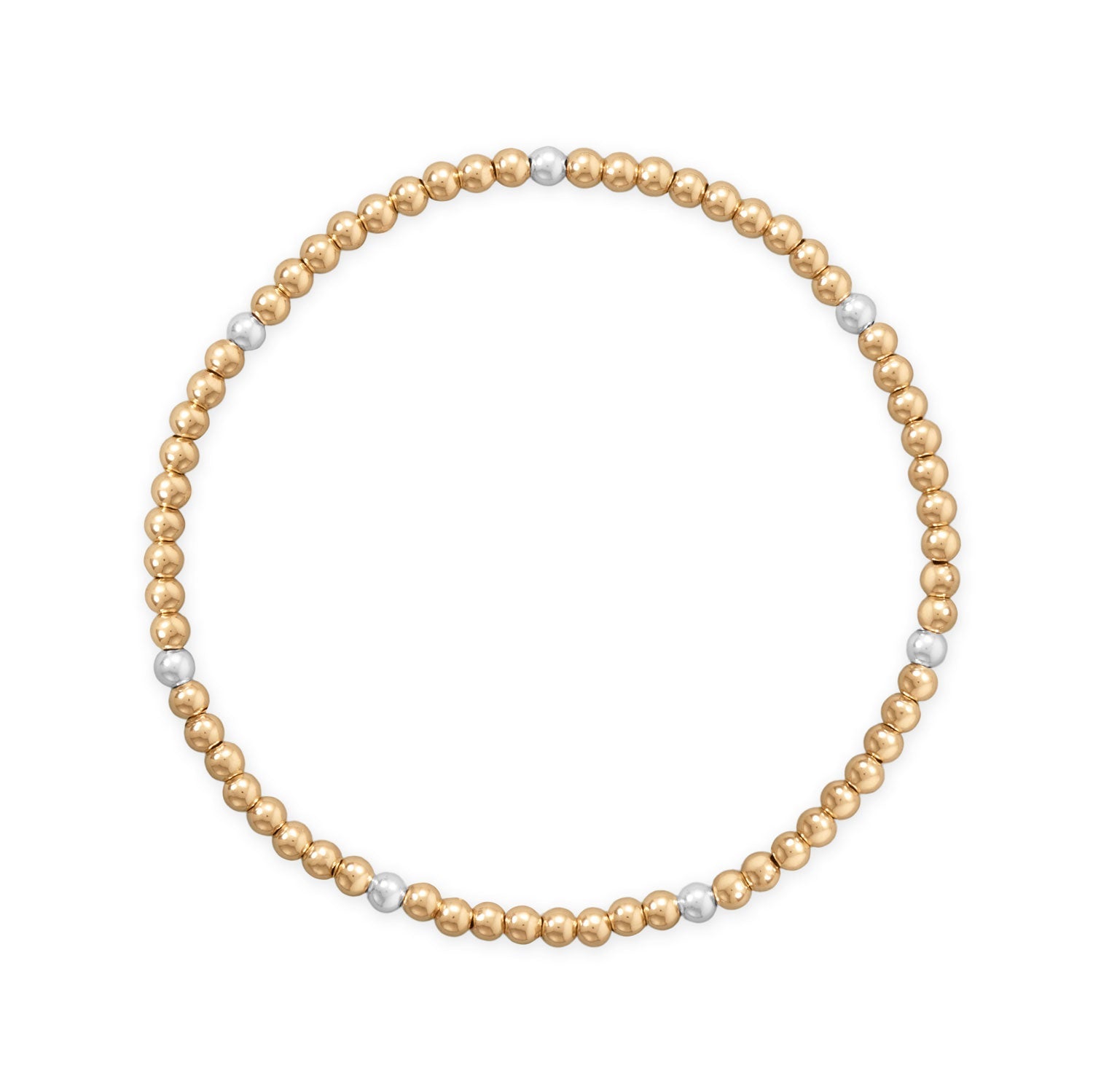 LuckeLadybug LLC gold filled silver bead bracelet designed for stylish layering and everyday wear
