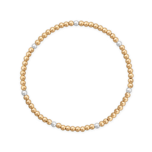 LuckeLadybug LLC gold filled silver bead bracelet designed for stylish layering and everyday wear