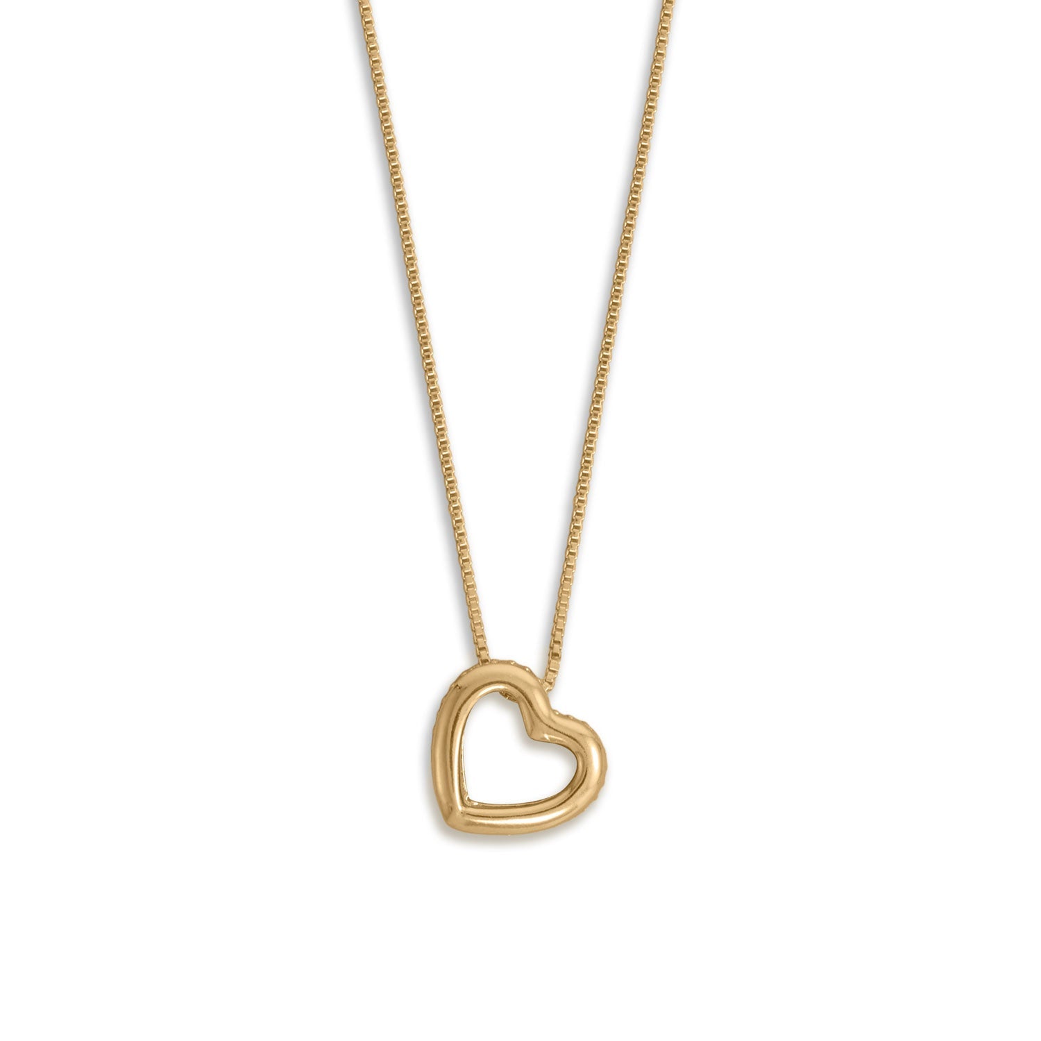 Gold plated heart necklace designed by LuckeLadybug LLC for stylish and romantic accessorizing