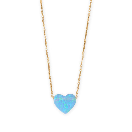 Gold plated opal heart necklace showcased on a delicate chain for stylish elegance