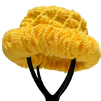 Golden Horizon Wavy Brim Crochet Hat in vibrant yellow with a textured ruffle design