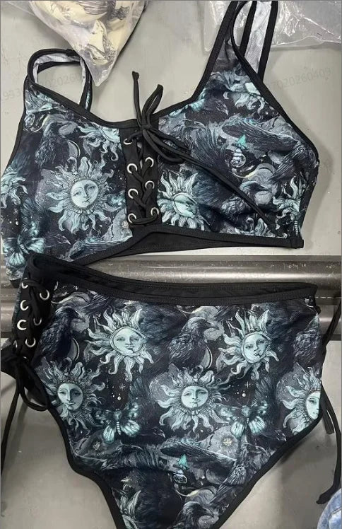 Gothic Bikini: Emo Celestial Raven Swimsuit