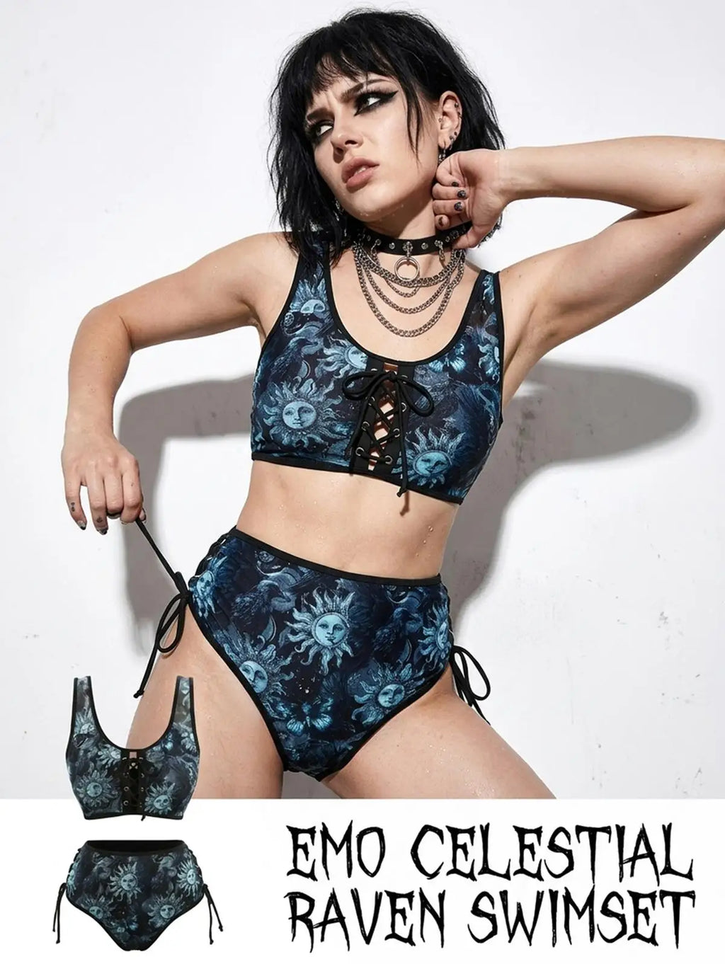 Gothic Bikini: Emo Celestial Raven Swimsuit