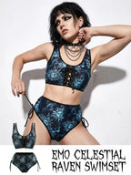 Gothic Bikini: Emo Celestial Raven Swimsuit