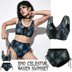 Gothic Bikini: Emo Celestial Raven Swimsuit