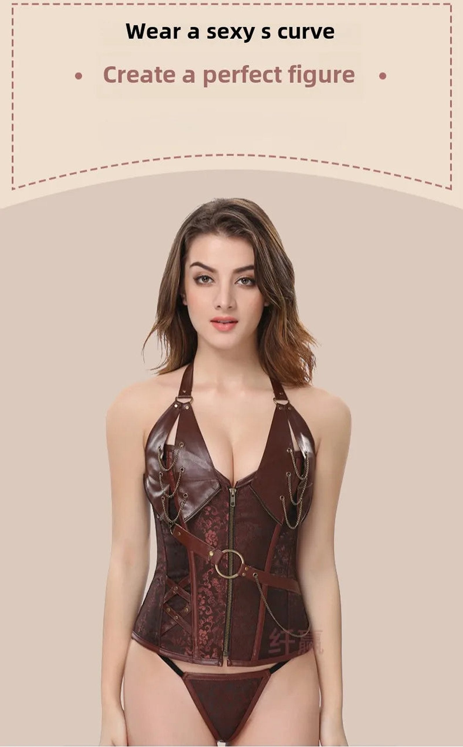 Gothic court corset top in burgundy with adjustable straps and zipper for a flattering silhouette