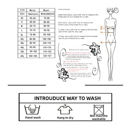 Size guide for gothic lace corset for women with measurements for waist and bust