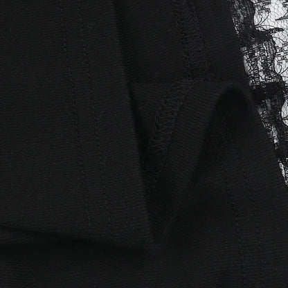 Close-up of a gothic lace strapless corset top featuring intricate lace detailing and soft fabric