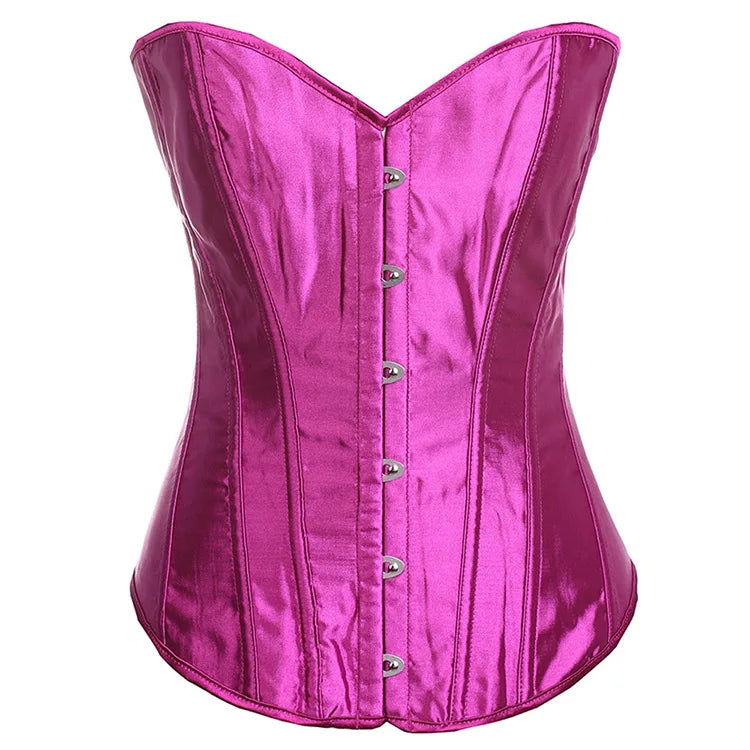Vibrant pink gothic lace up corset for women with a sleek and fitted design