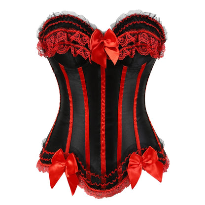 Gothic Red Corset Dress With Lace Trim
