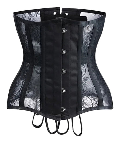 LuckeLadybug LLC Gothic underbust corset for women with lace detailing and adjustable laces