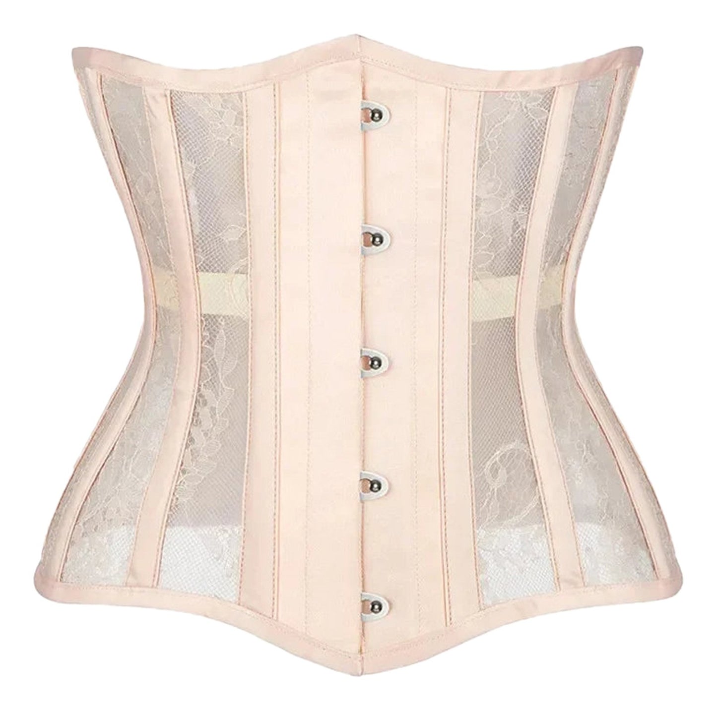 Elegant LuckeLadybug gothic underbust corset for women with lace and mesh detailing