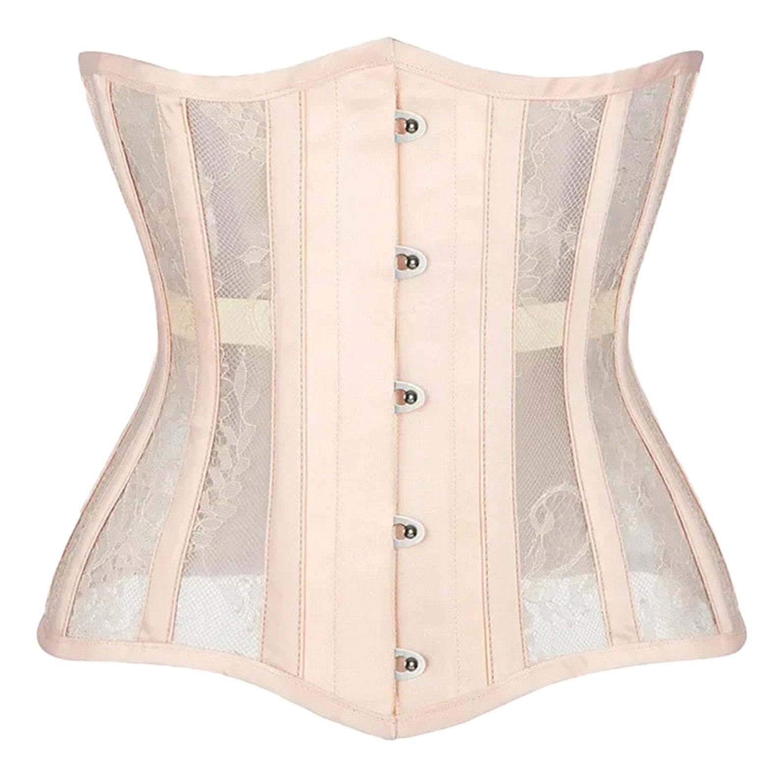 Elegant LuckeLadybug gothic underbust corset for women with lace and mesh detailing