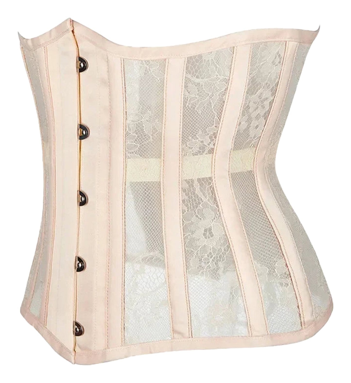 Gothic underbust corset for women with lace and mesh detail, perfect for elegant outfits