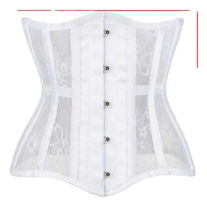 Elegant gothic underbust corset for women featuring lace and a structured design for a flattering silhouette