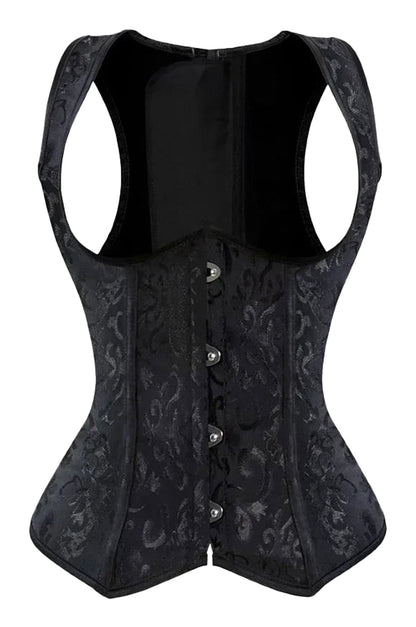 LuckeLadybug LLC Gothic underbust corset vest with elegant design and adjustable front clasps