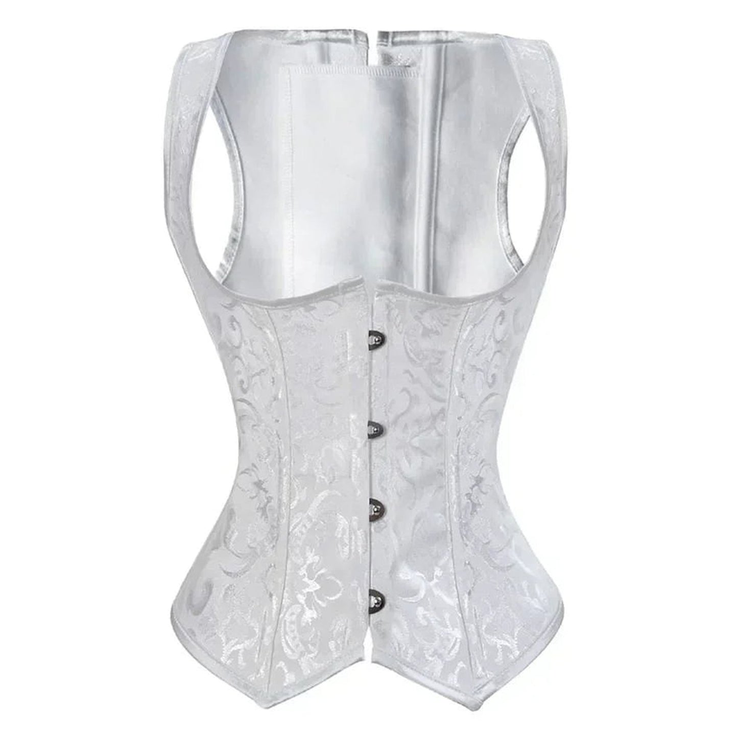 Gothic underbust corset vest in elegant white with intricate detailing for a stylish silhouette