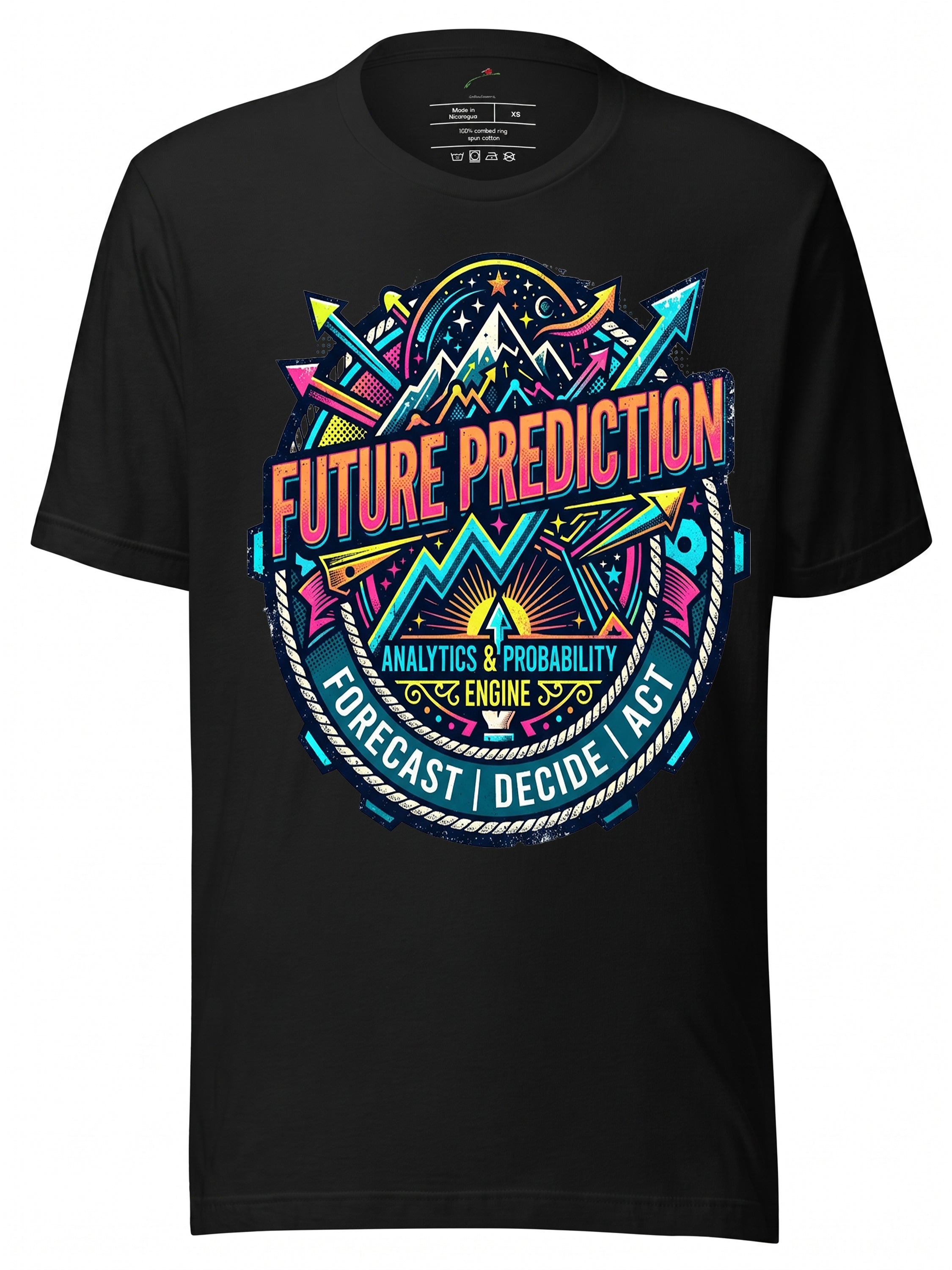 LuckeLadybug graphic tee clothing featuring colorful Future Prediction design with analytics theme