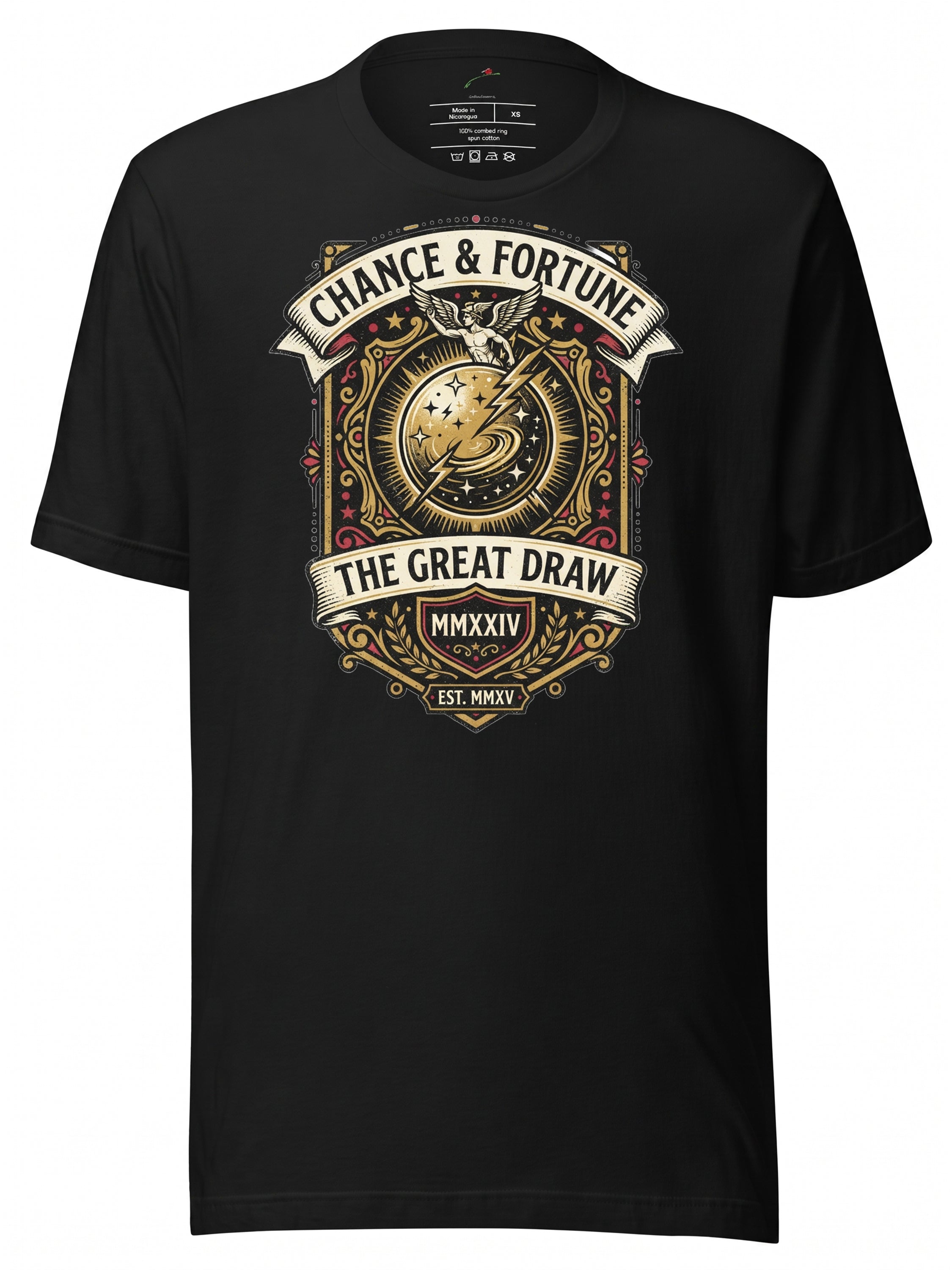 LuckeLadybug graphic tee clothing featuring a Chance & Fortune design in black
