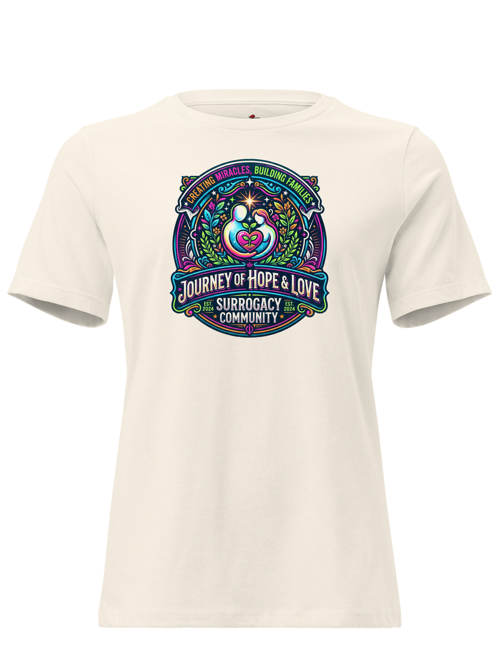 LuckeLadybug LLC Journey of Hope and Love Graphic Tee Clothing with Colorful Surrogacy Community Design