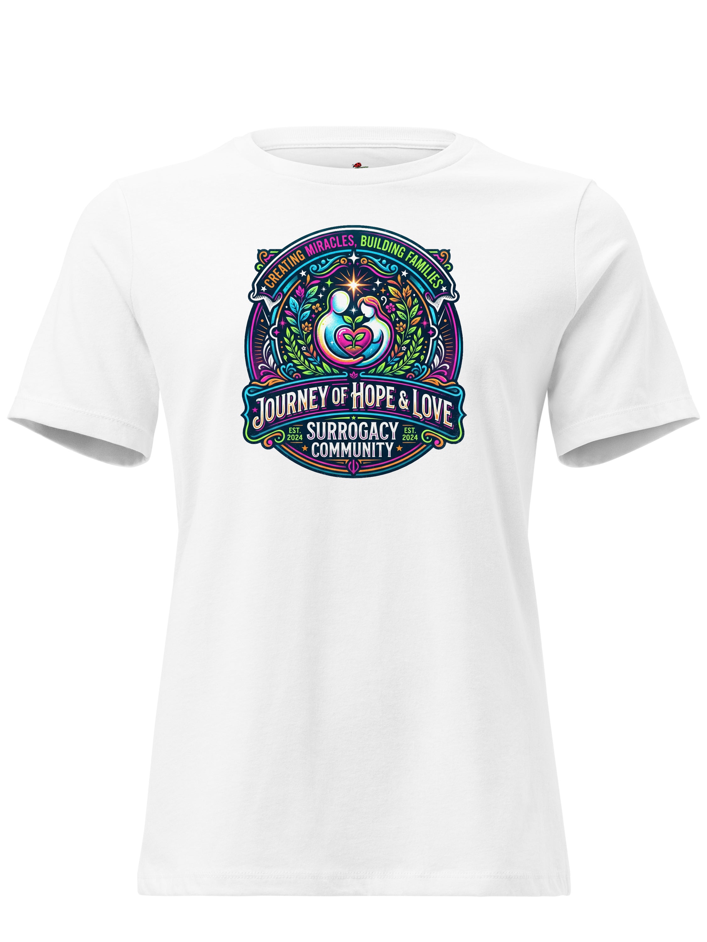 LuckeLadybug LLC Journey of Hope and Love graphic tee clothing in white with colorful design
