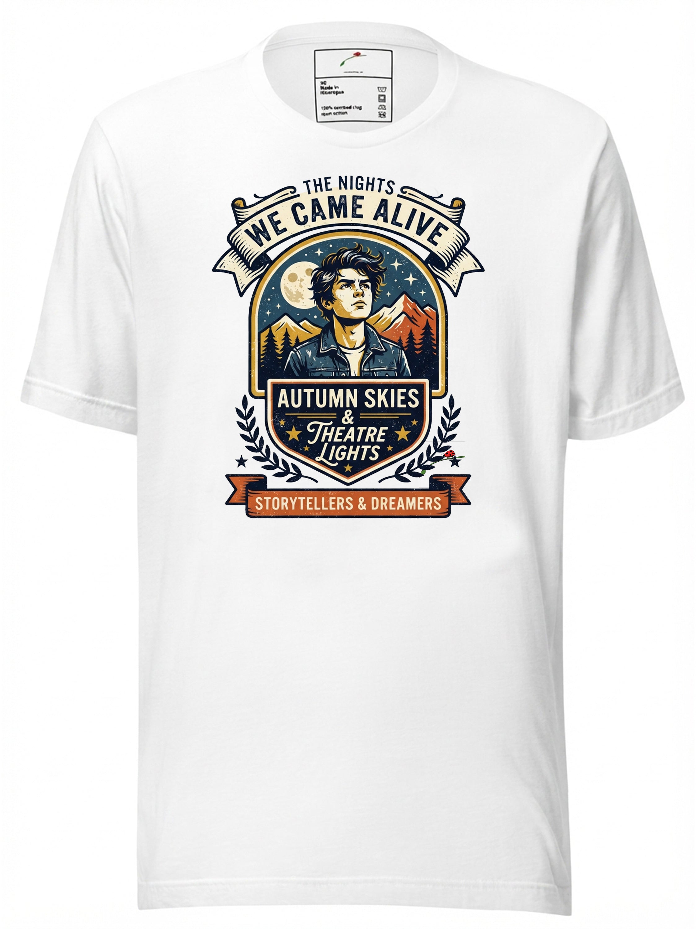 LuckeLadybug graphic tee clothing featuring artist design with autumn skies and theater lights