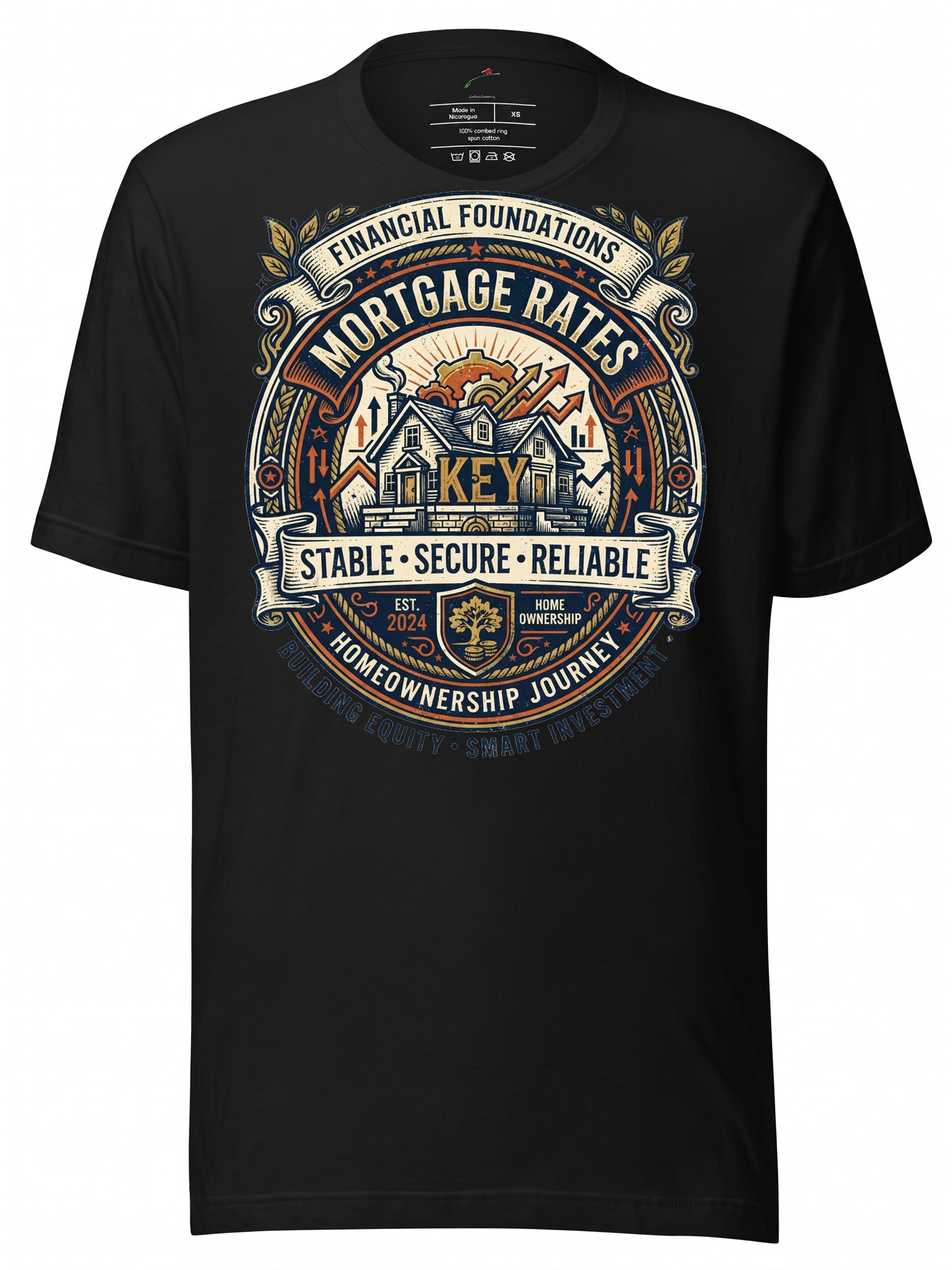 LuckeLadybug LLC graphic tees t shirt featuring Mortgage Rates design with vibrant colors