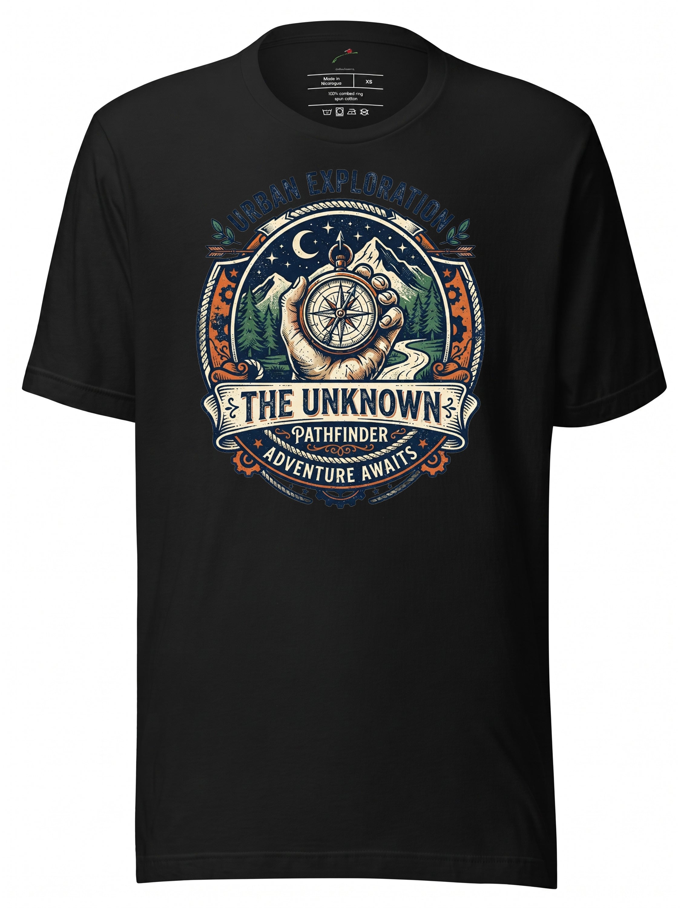 LuckeLadybug graphic tees t shirt featuring an adventure compass design for outdoor enthusiasts