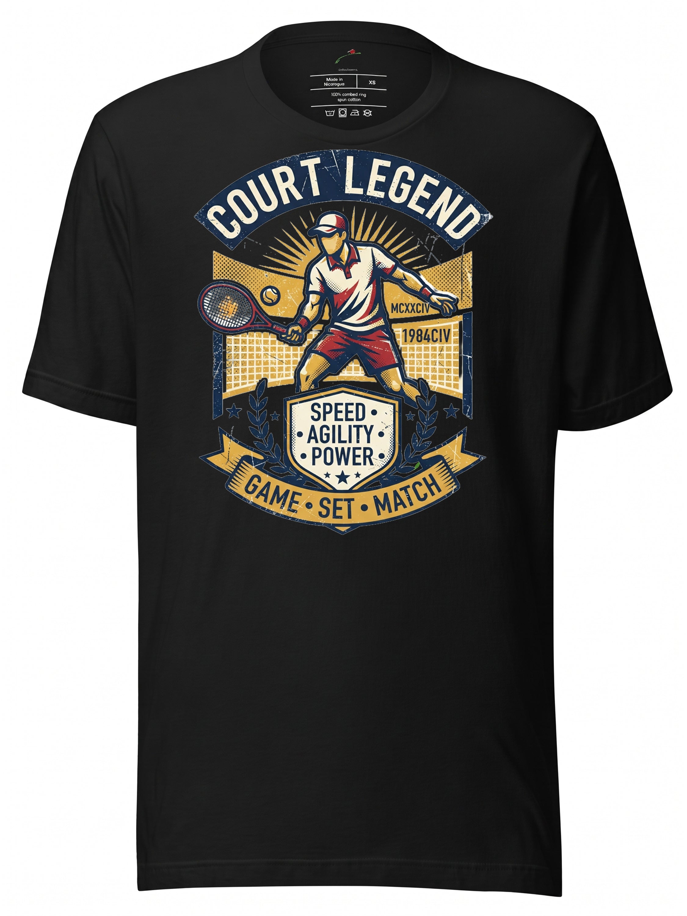 Court Legend Graphic Tees T Shirt featuring a tennis player with speed and agility design
