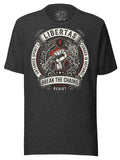 LuckeLadybug LLC graphic tees t shirt featuring a bold fist and 'Libertas' design in dark gray