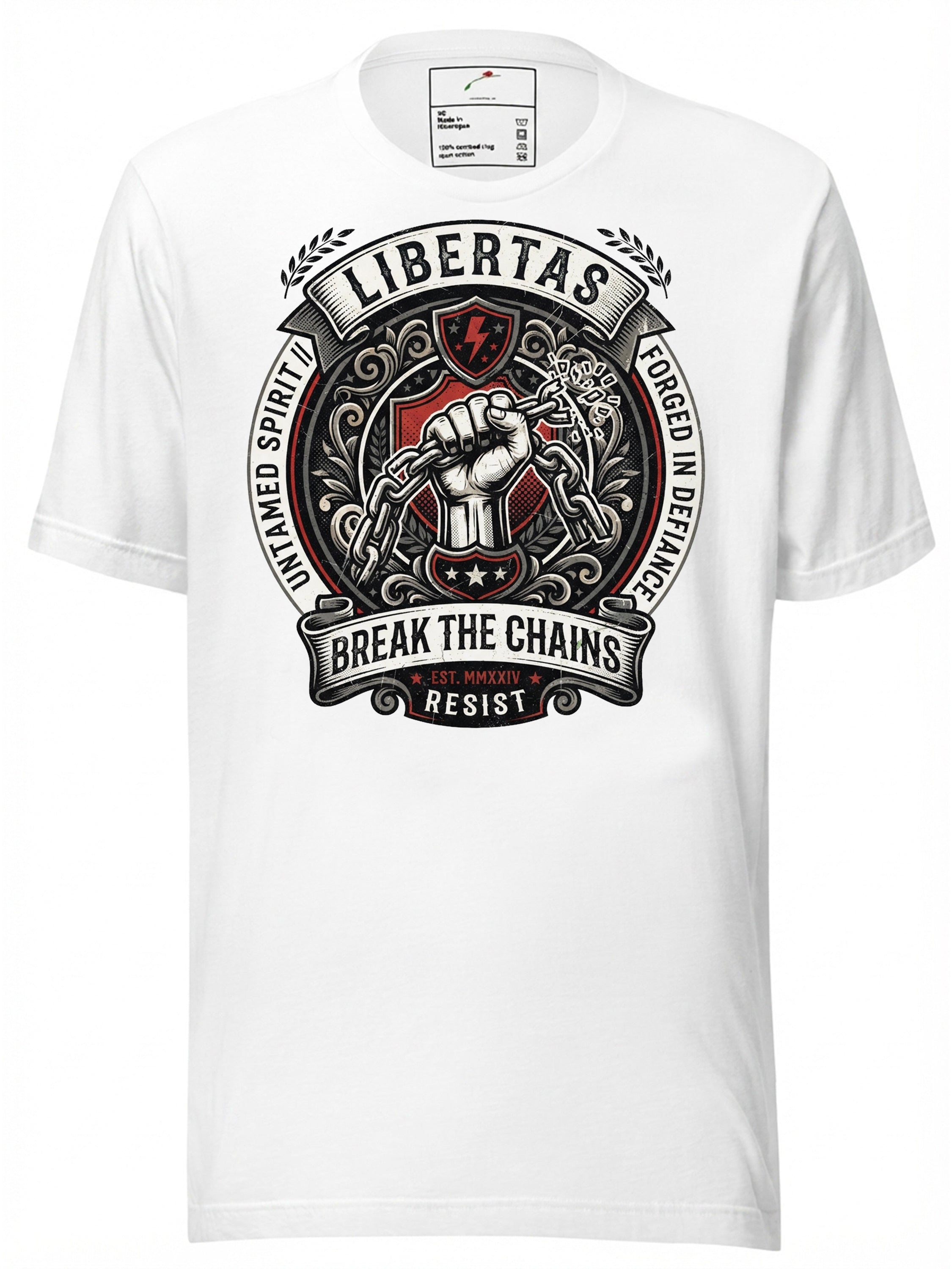 LuckeLadybug LLC graphic tees t shirt with bold Libertas design and inspirational slogan