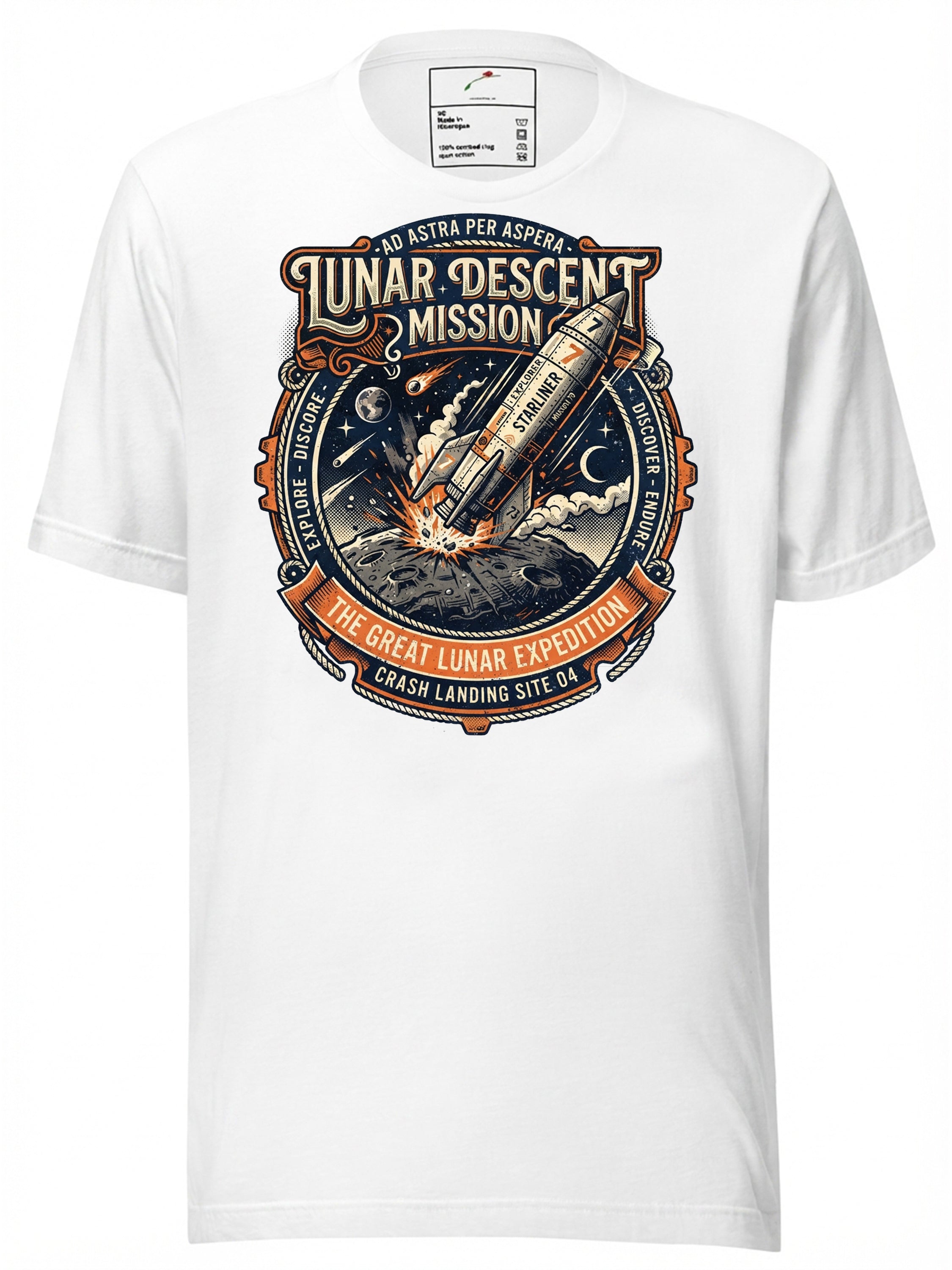 LuckeLadybug LLC graphic tees t shirt featuring a vintage lunar descent mission design