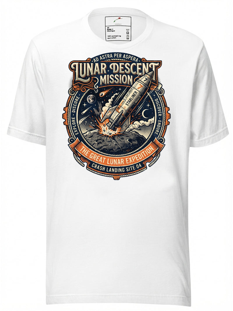 LuckeLadybug LLC graphic tees t shirt featuring a vintage lunar descent mission design