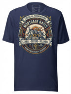Navy LuckeLadybug graphic tees t shirt featuring mortgage rates and homeownership journey design