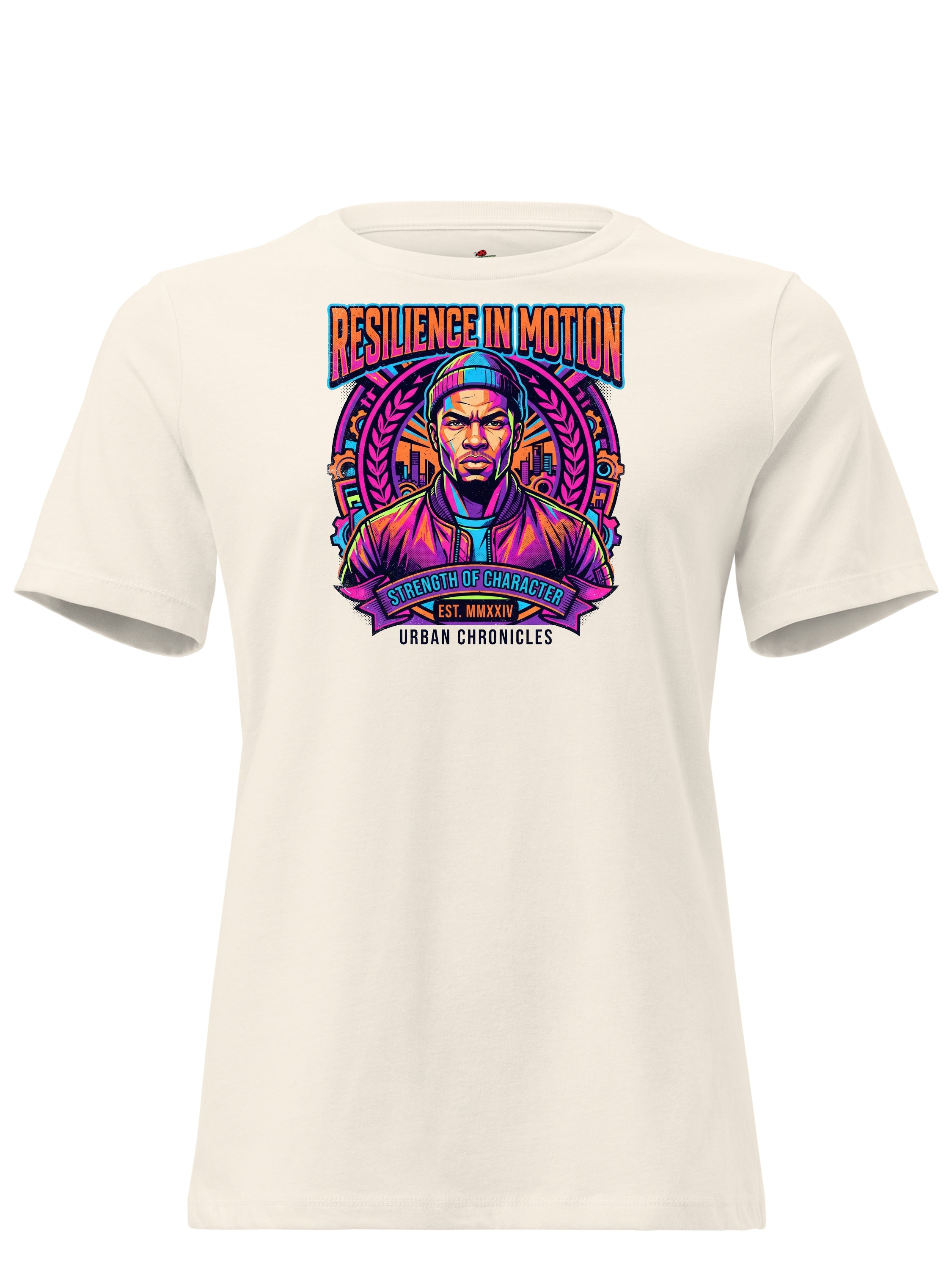 LuckeLadybug Resilience in Motion Graphic Tees T Shirt featuring a colorful design and inspiring message