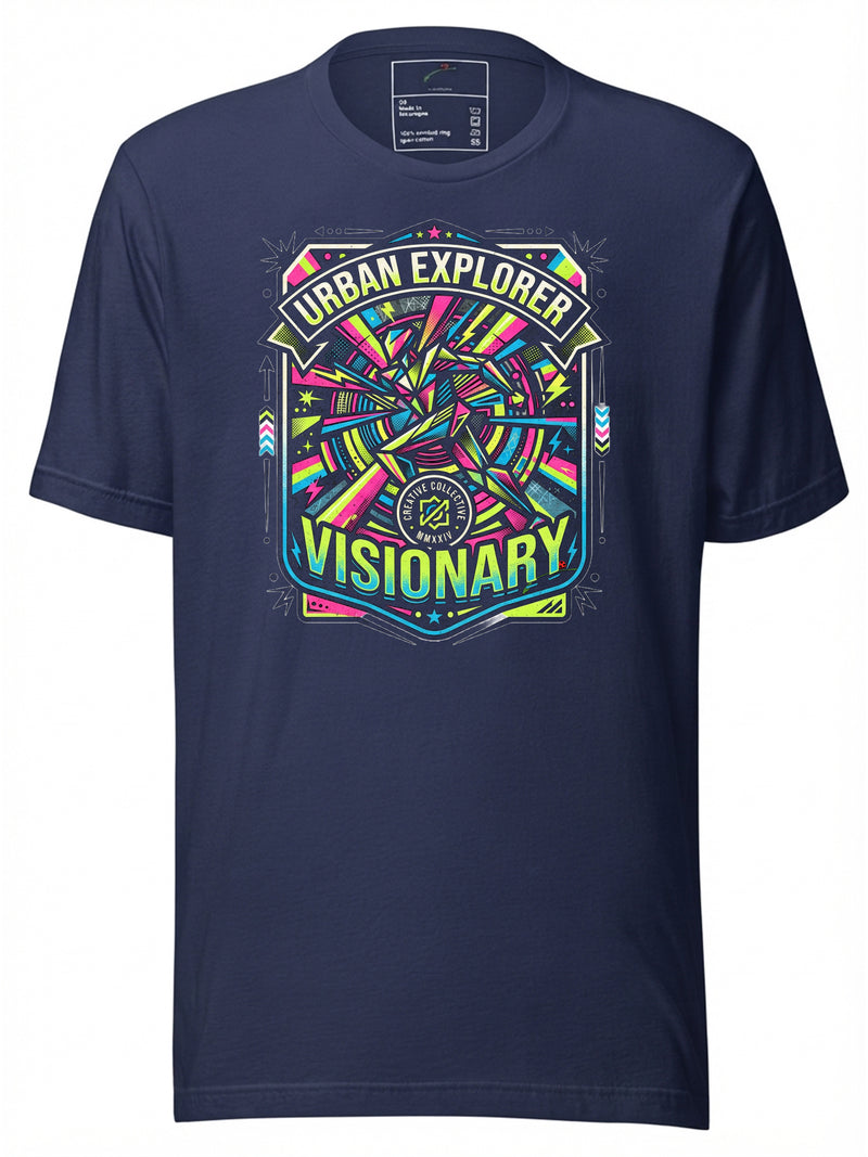 Navy Urban Explorer Visionary Graphic Tees T Shirt with Colorful Design for Stylish Outfits