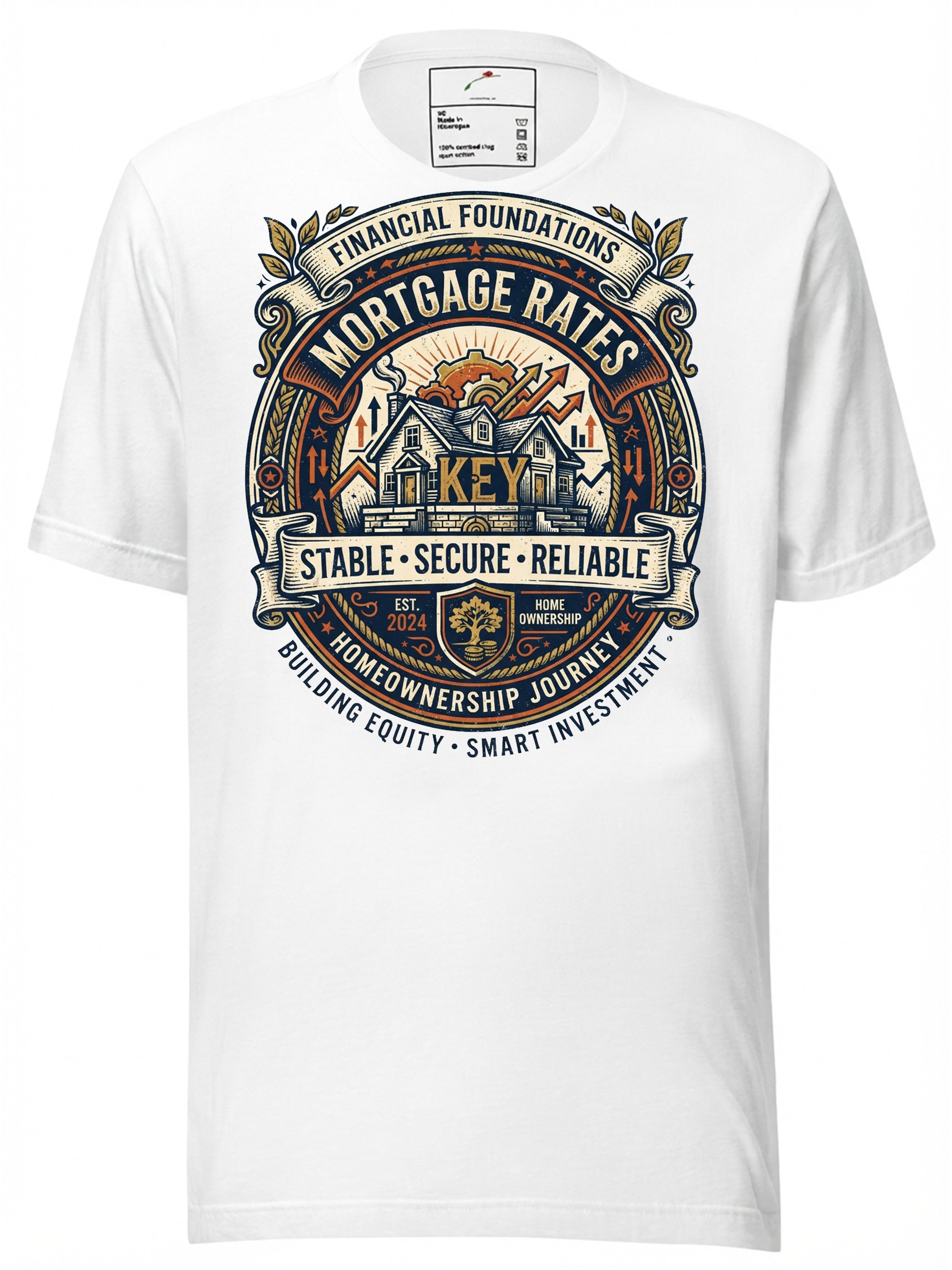 LuckeLadybug LLC Graphic Tees T Shirt featuring a colorful mortgage rates design for homeowners