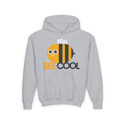 LuckeLadybug cozy kids bee sweatshirt in gray with cute yellow bee graphic and front pocket